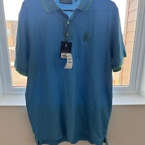 Psycho Bunny Blue Polo with Green Details